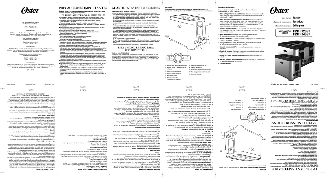 Oster TSSTRT4SST user manual Guarde Estas Instrucciones, Safeguards Important, Only Use Household For Is Unit This, 10/11 