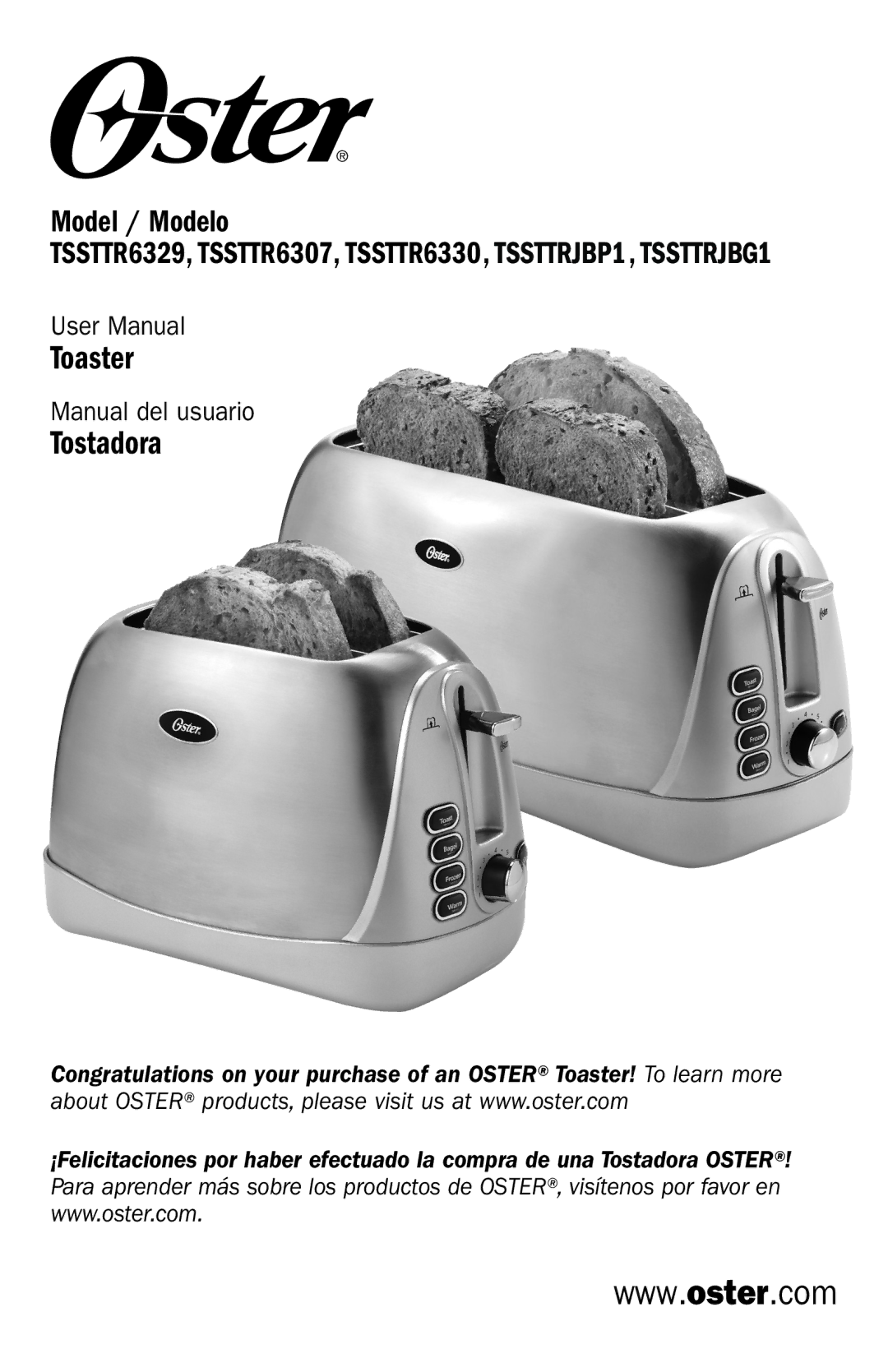 Oster TSSTTR6307, TSSTTR6330, TSSTTR6329 manual Model / Modelo 