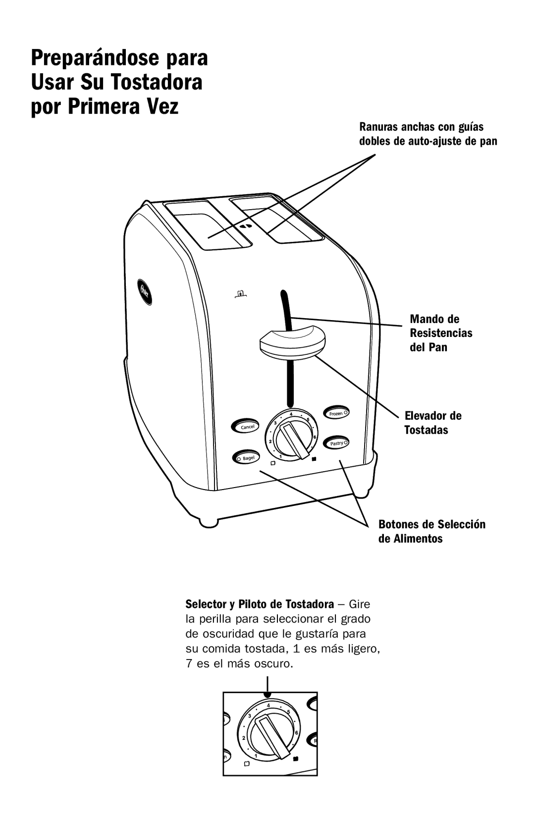 Oster TSSTTRWF2S user manual Preparándose para Usar Su Tostadora por Primera Vez, Elevador de Tostadas 