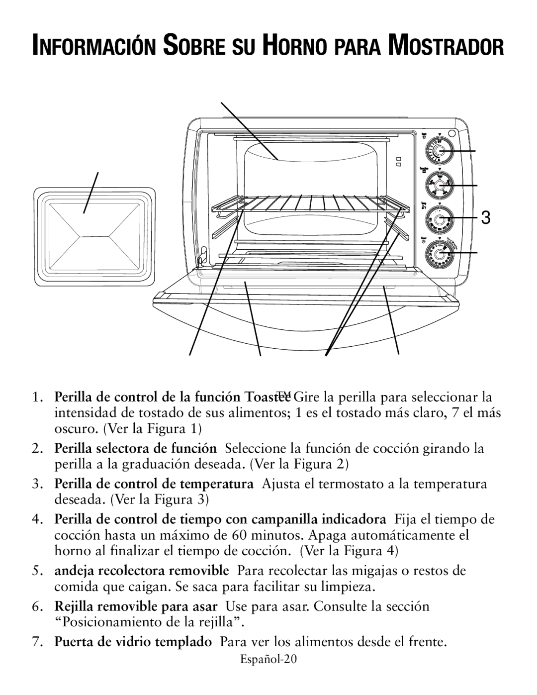 Oster TSSTTVCG01 user manual Información Sobre su Horno para Mostrador 