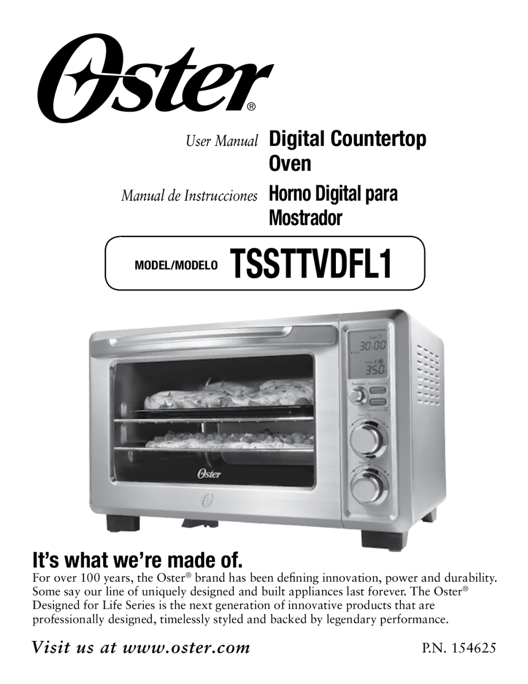 Oster TSSTTVDFL1 user manual It’s what we’re made 