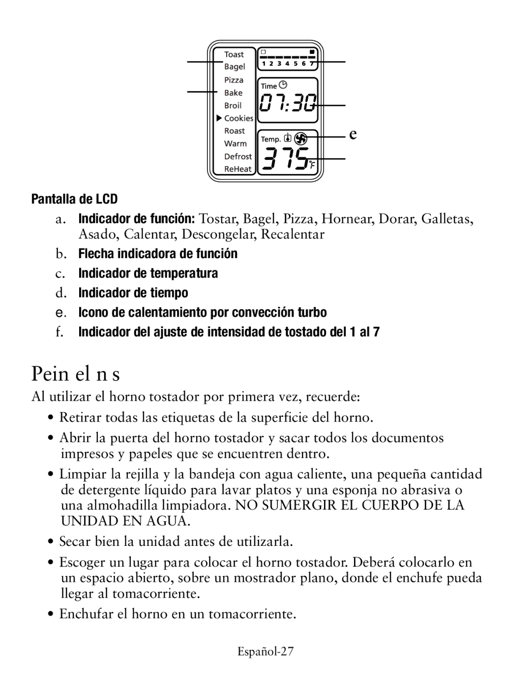 Oster Digital Countertop Oven, TSSTTVDG01 user manual Preparación Del Horno Tostador 