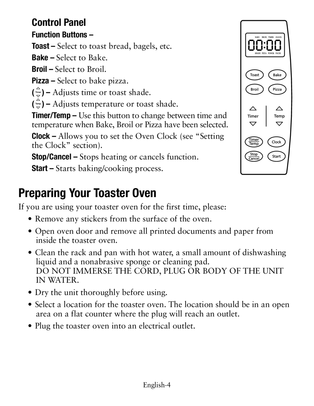 Oster Small Digital Oven, TSSTTVDGSM user manual Preparing Your Toaster Oven 