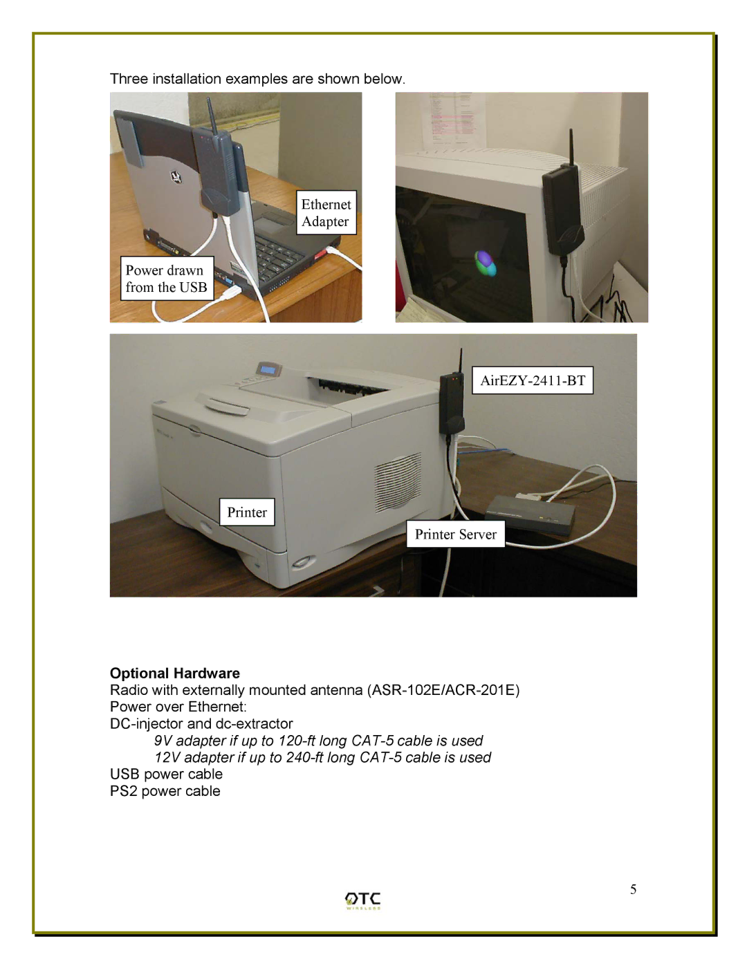 OTC Wireless ACR-201, ASR-102 manual Optional Hardware 