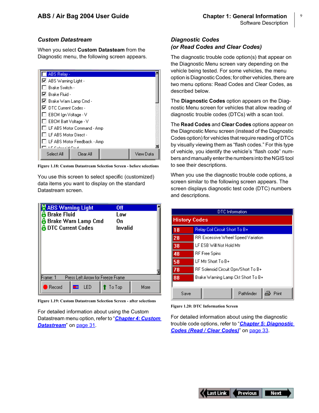 OTC Wireless switch/hub manual Custom Datastream, Diagnostic Codes Or Read Codes and Clear Codes 