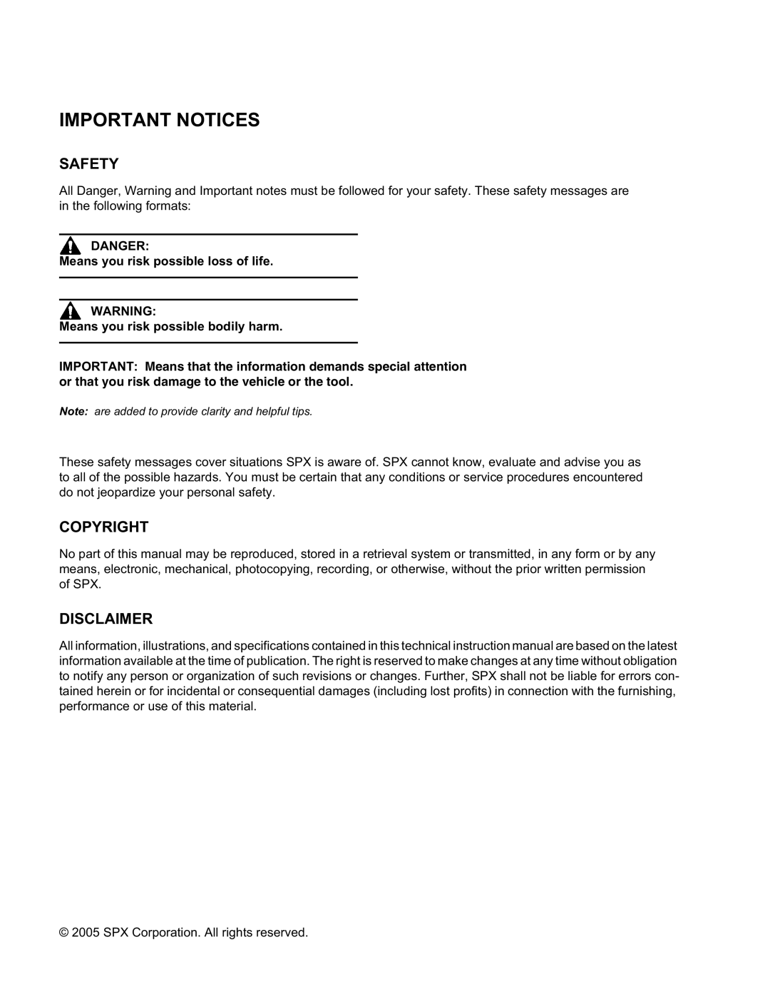 OTC Wireless switch/hub manual Important Notices, SPX Corporation. All rights reserved 