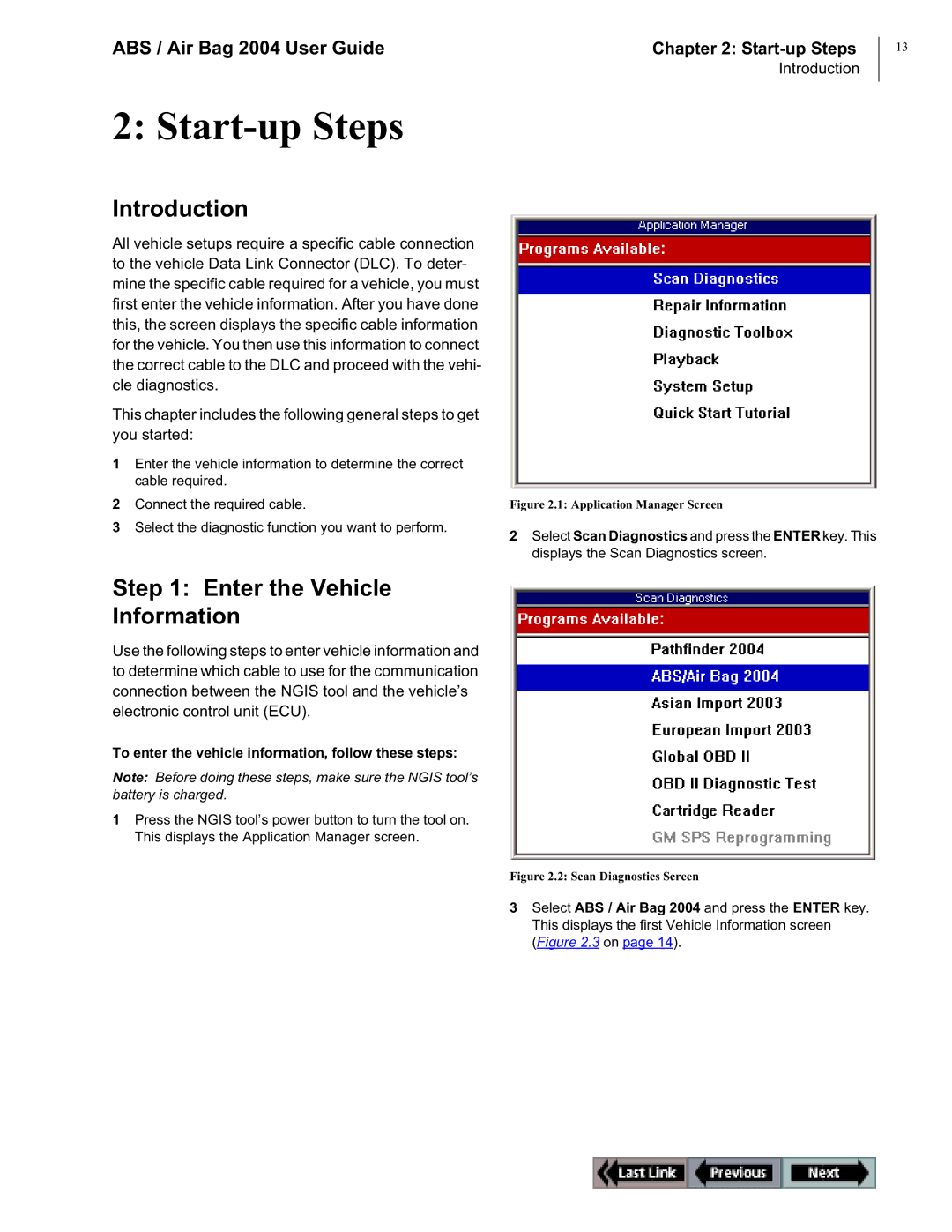 OTC Wireless switch/hub manual Start-up Steps, Enter the Vehicle Information 