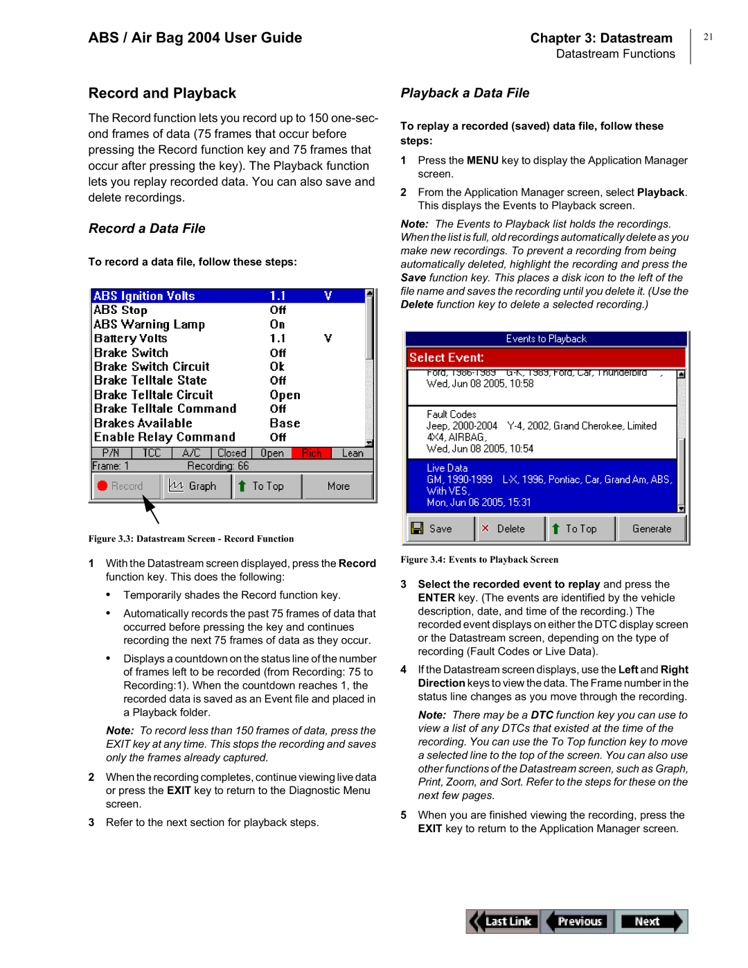 OTC Wireless switch/hub manual Record and Playback, Playback a Data File, Record a Data File 