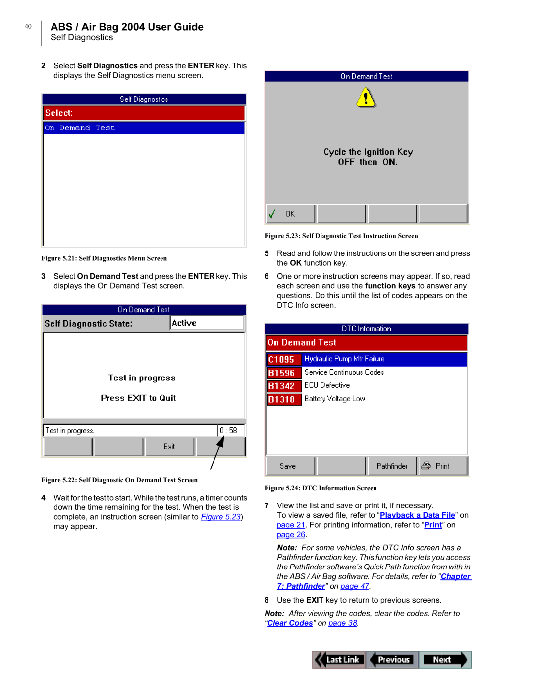 OTC Wireless switch/hub manual Self Diagnostics Menu Screen 