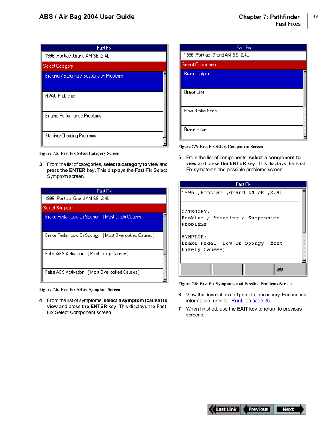 OTC Wireless switch/hub manual Fast Fix Select Category Screen 