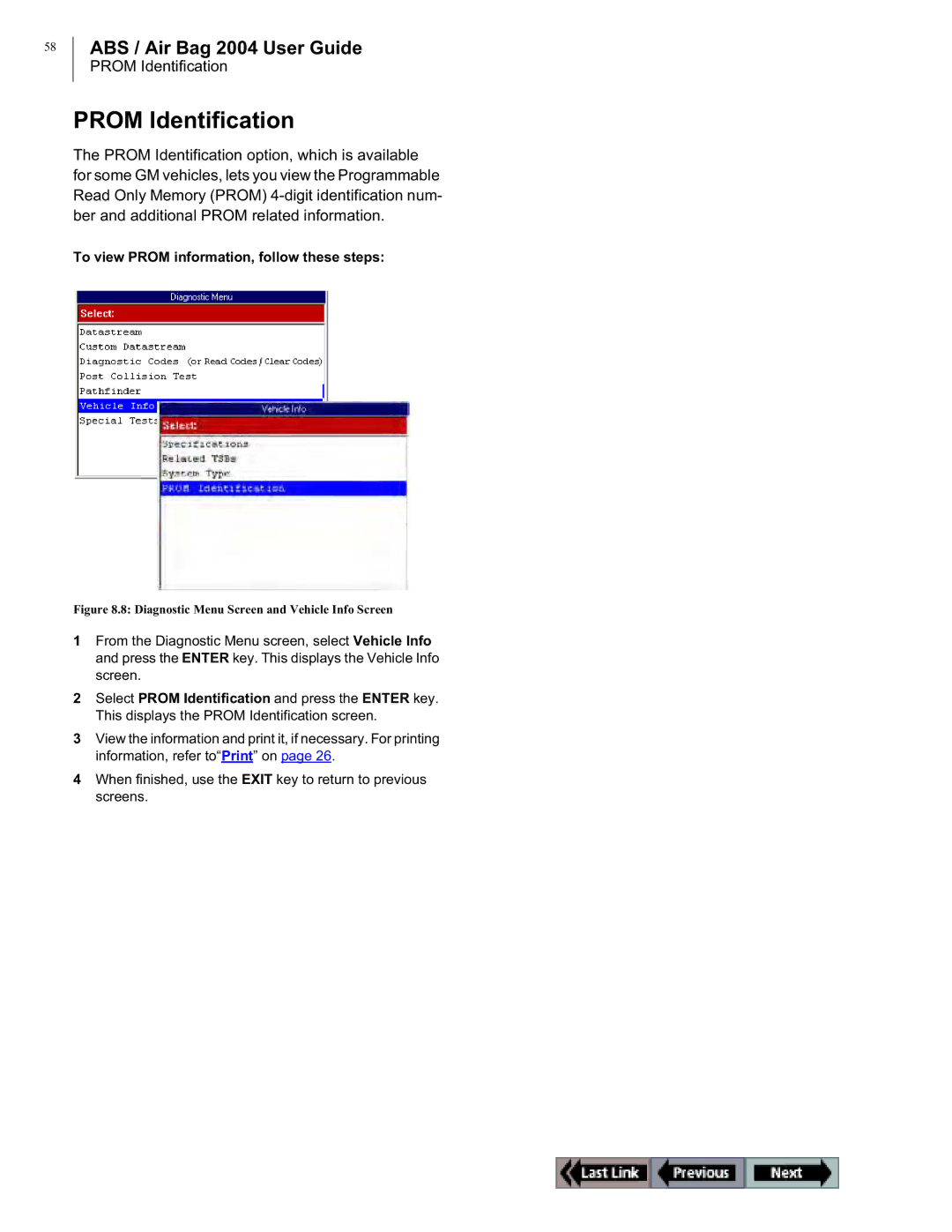 OTC Wireless switch/hub manual Prom Identification, To view Prom information, follow these steps 