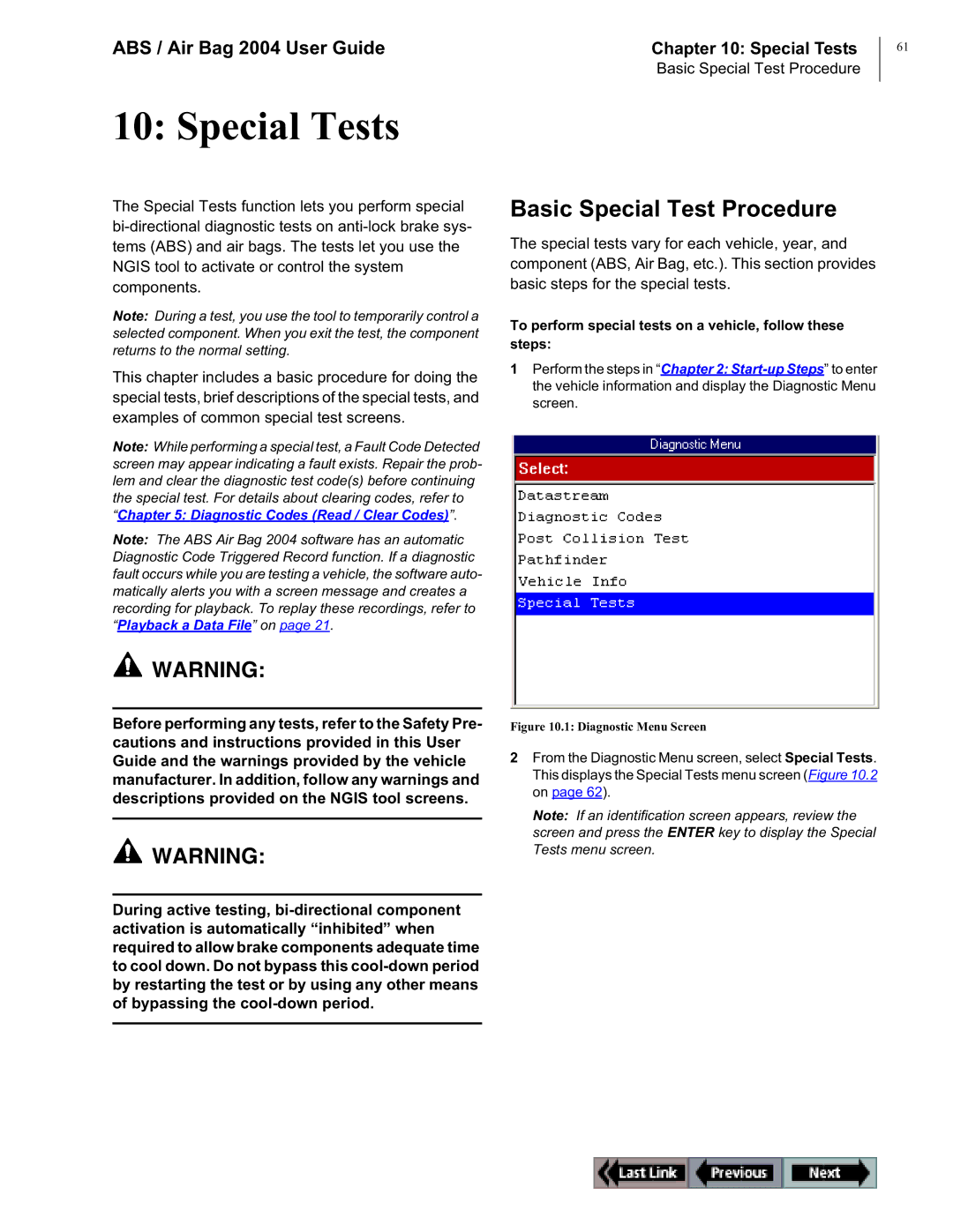 OTC Wireless switch/hub manual Special Tests, Basic Special Test Procedure 