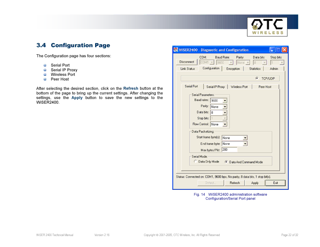 OTC Wireless WiSER2400.IP, WiSER2400.Plus technical manual Configuration 