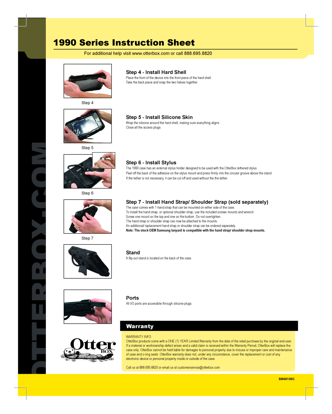 Otter Products q1 Install Hard Shell, Install Silicone Skin, Install Stylus, Stand, Ports, Step Step Step, Otterbox Com 