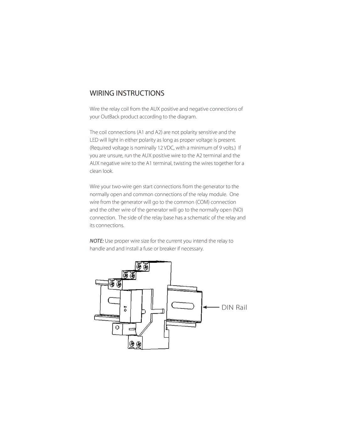 Outback Power Systems 250VAC, 30VDC manual Wiring Instructions 