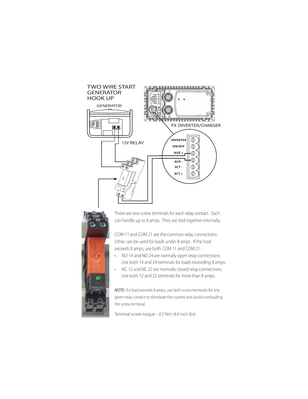 Outback Power Systems 30VDC, 250VAC manual Coil, Com 