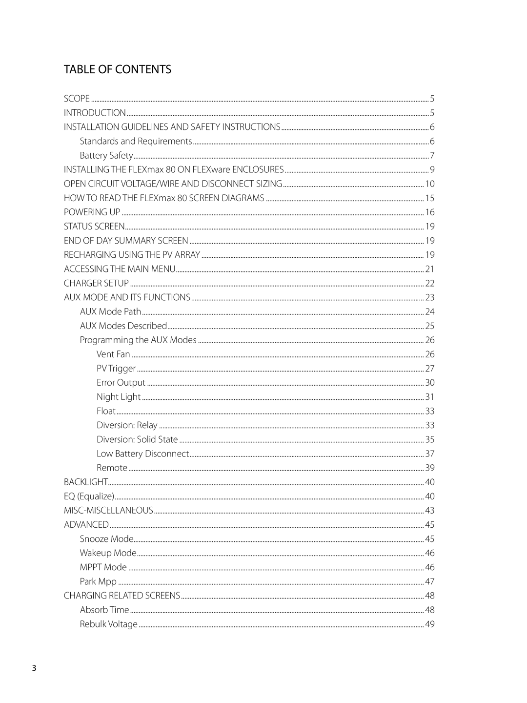 Outback Power Systems 80 user manual Table of Contents 