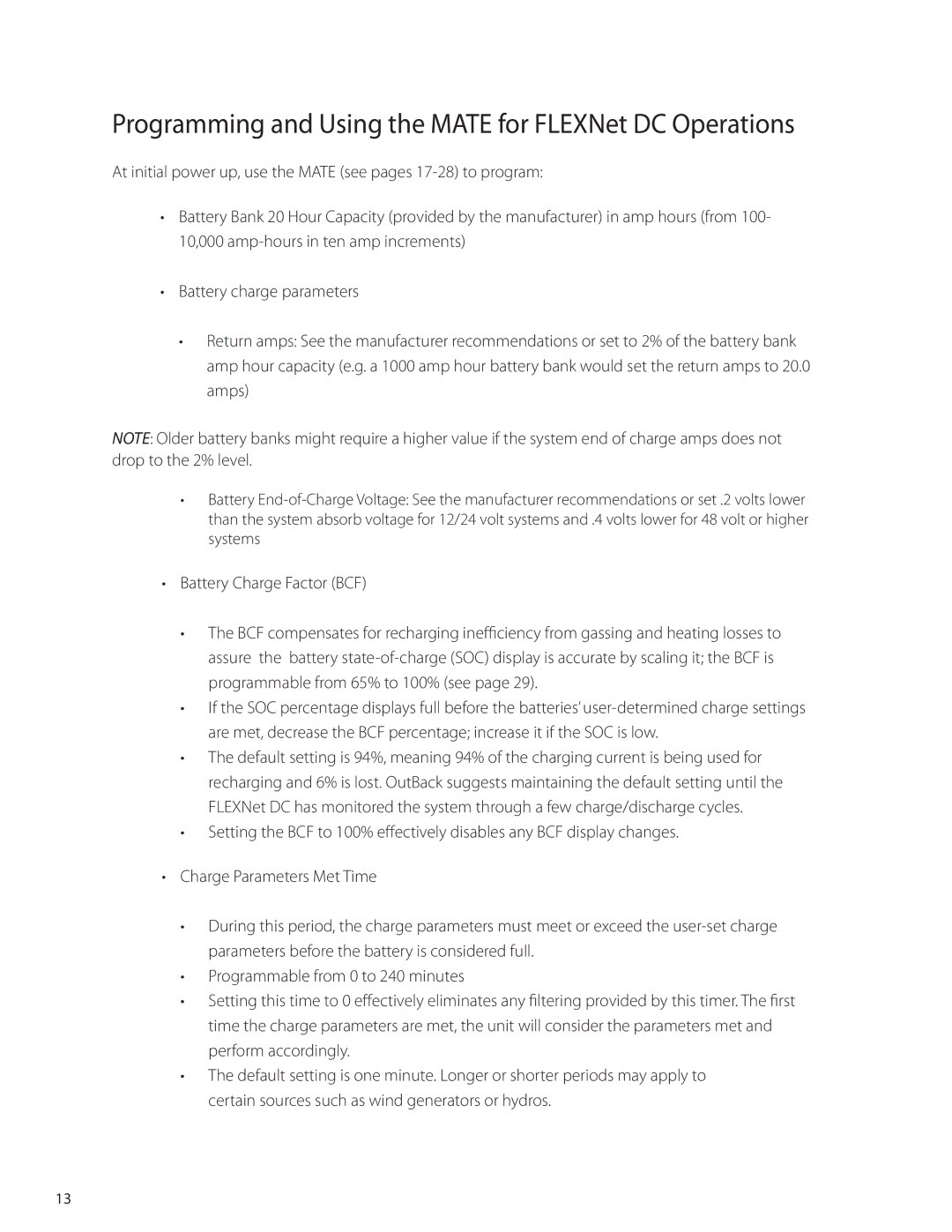 Outback Power Systems manual Programming and Using the Mate for FLEXNet DC Operations 