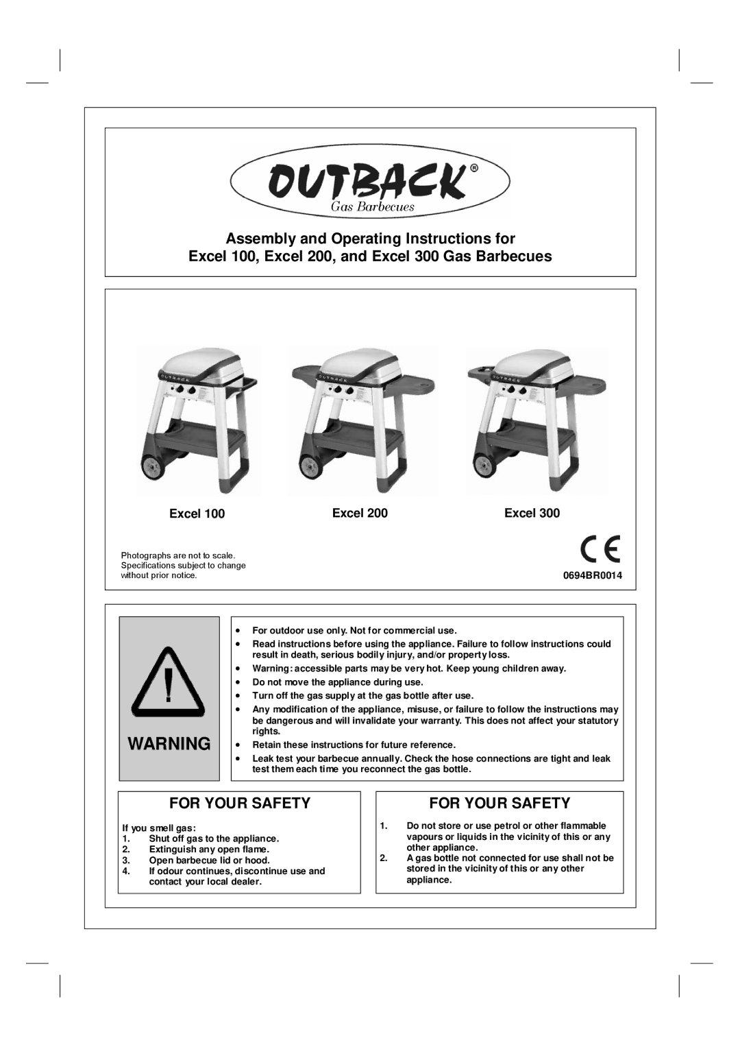 Outback Power Systems Excel 300, Excel 200, Excel 100 operating instructions For Your Safety 