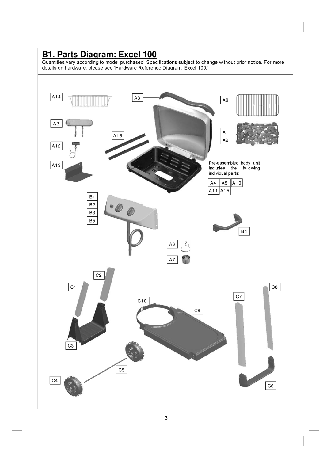 Outback Power Systems Excel 200, Excel 300, Excel 100 operating instructions B1. Parts Diagram Excel 