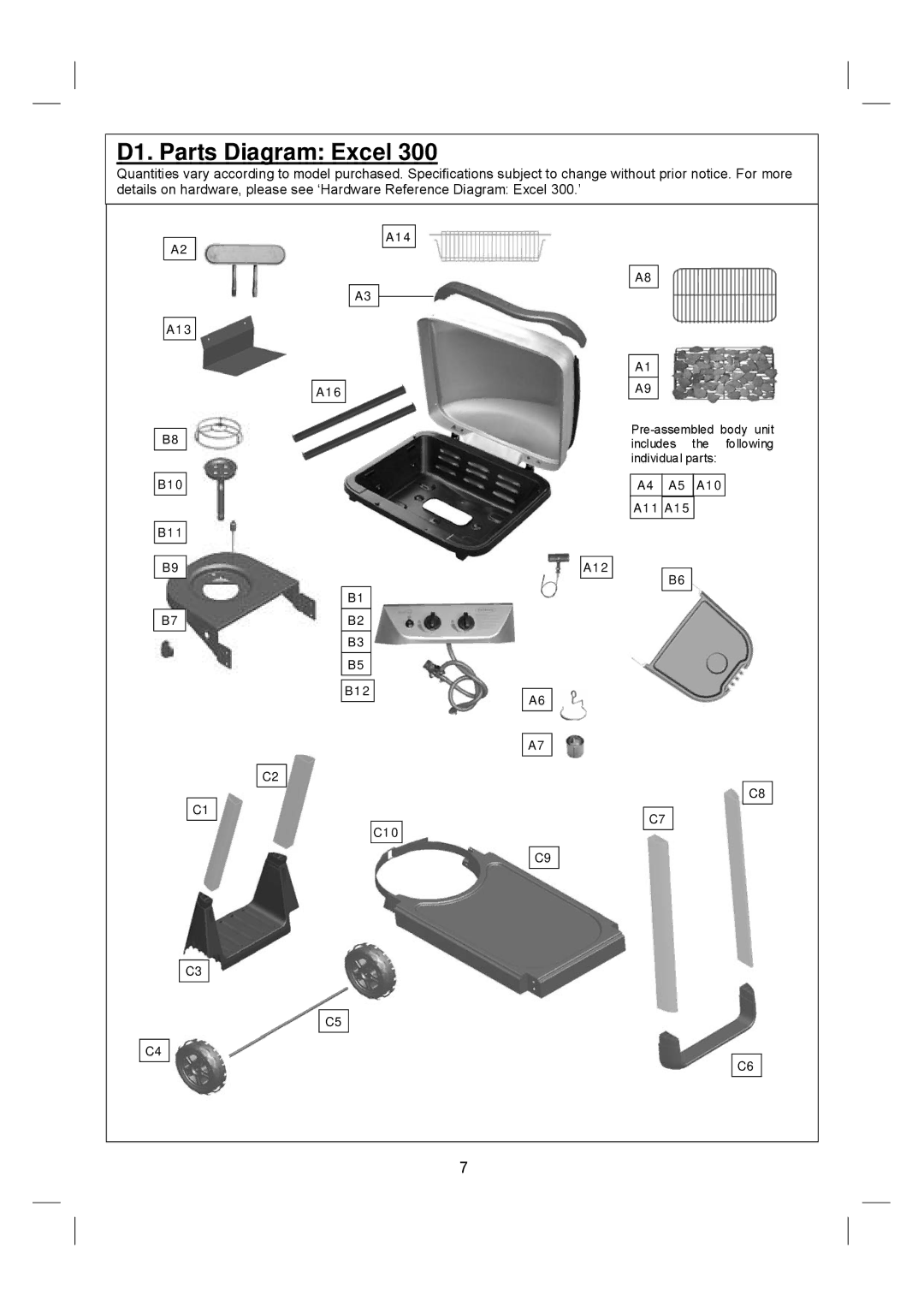 Outback Power Systems Excel 300, Excel 200, Excel 100 operating instructions D1. Parts Diagram Excel 