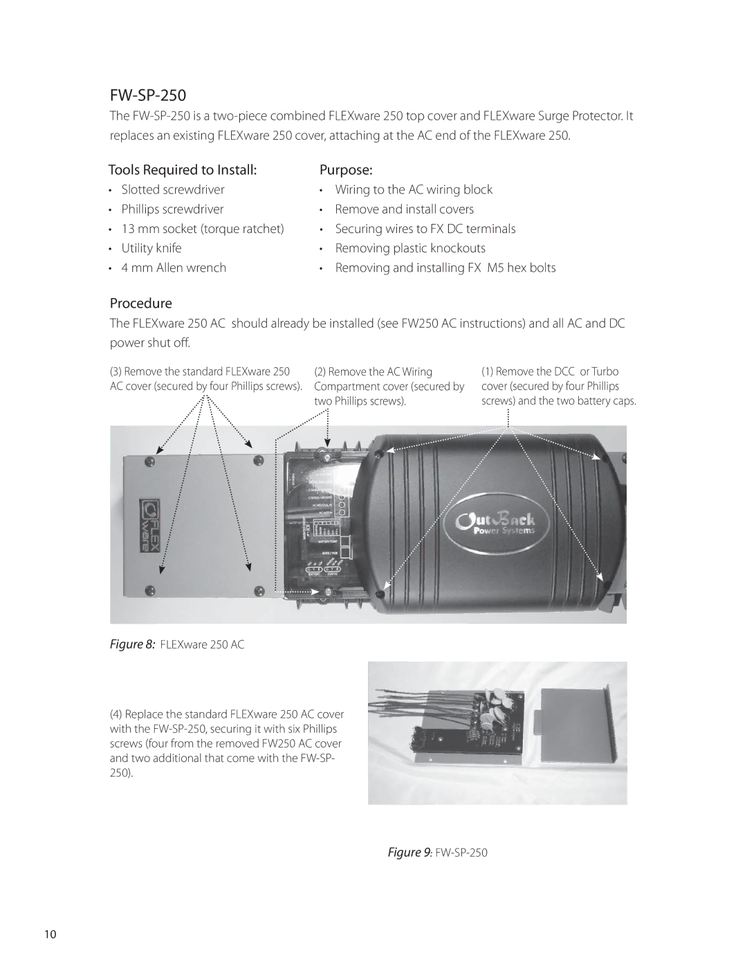 Outback Power Systems FW-SP-R, FW-SP-ACA manual FW-SP-250 