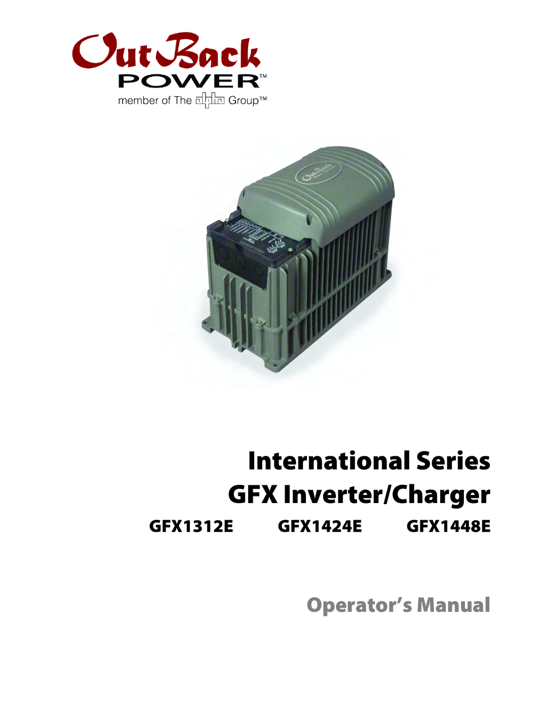 Outback Power Systems manual International Series GFX Inverter/Charger, GFX1312E GFX1424E GFX1448E 