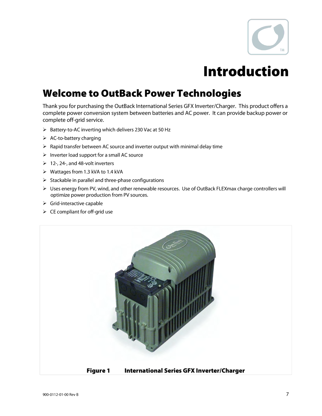 Outback Power Systems GFX1424E, GFX1312E, GFX1448E manual Introduction, Welcome to OutBack Power Technologies 