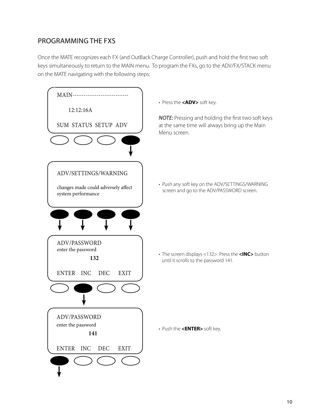 Outback Power Systems GTFX, GVFX manual Programming the FXs, 141 