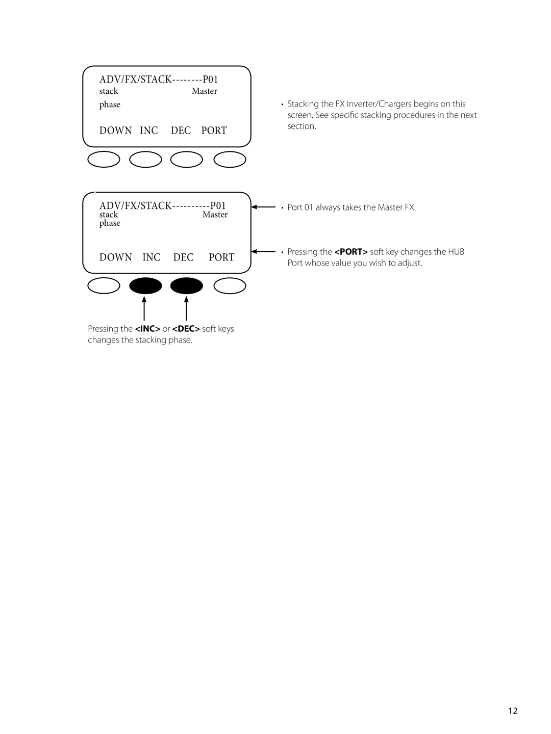 Outback Power Systems GTFX, GVFX manual Down INC DEC 