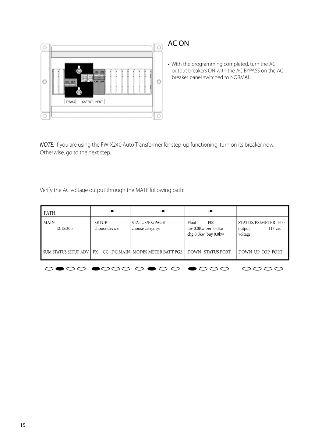 Outback Power Systems GVFX, GTFX manual AC on 