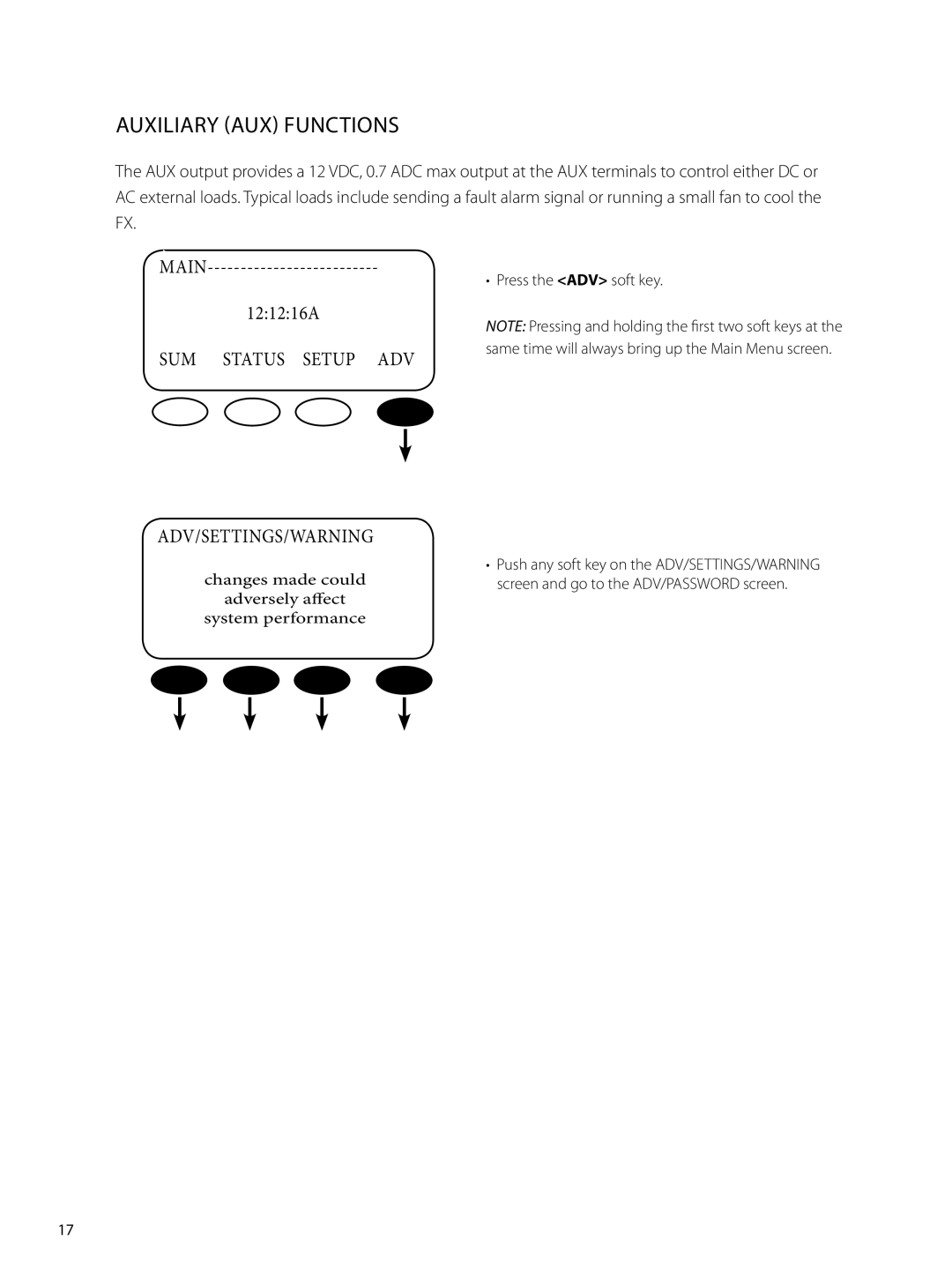 Outback Power Systems GVFX, GTFX manual Auxiliary AUX Functions 