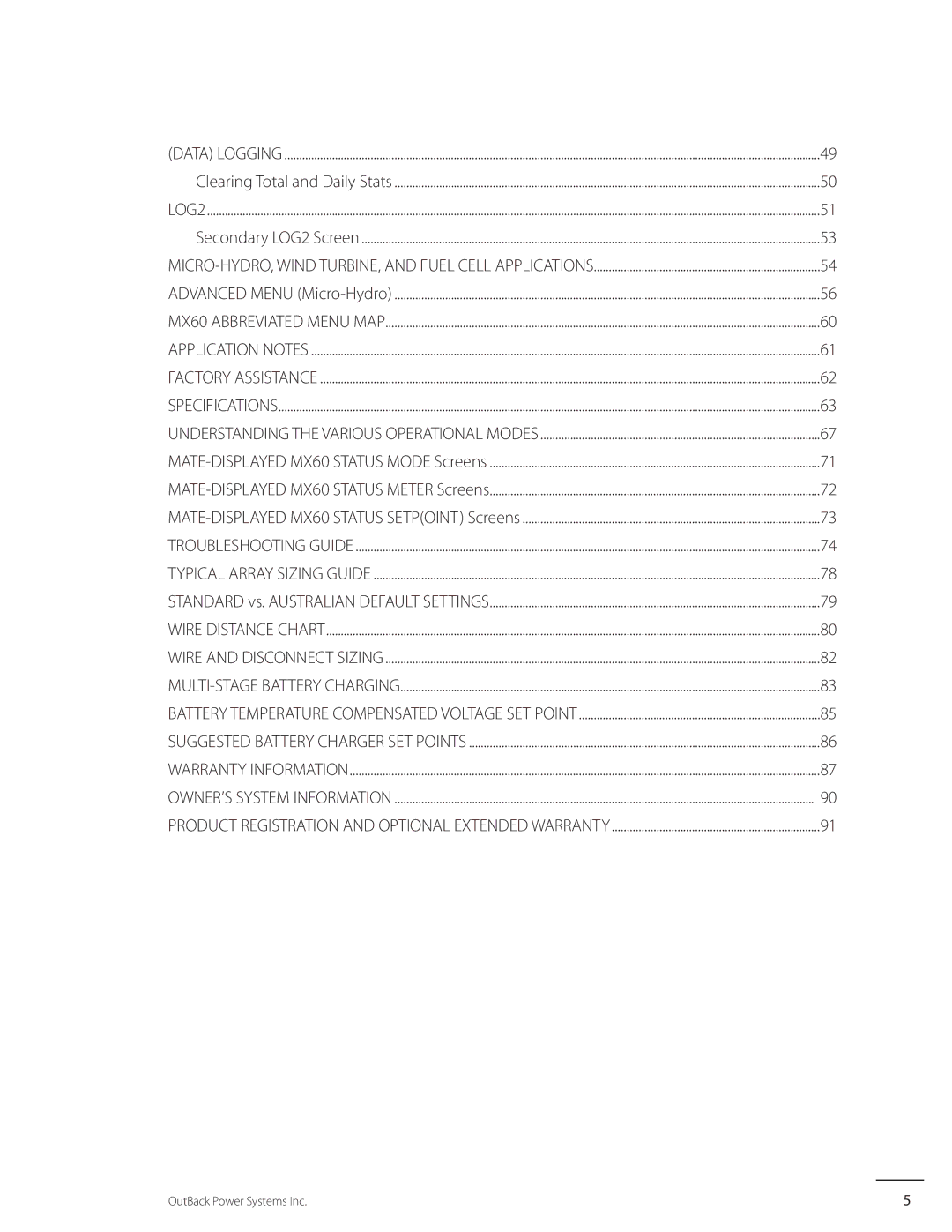 Outback Power Systems MX60 user manual Battery Temperature Compensated Voltage SET Point 