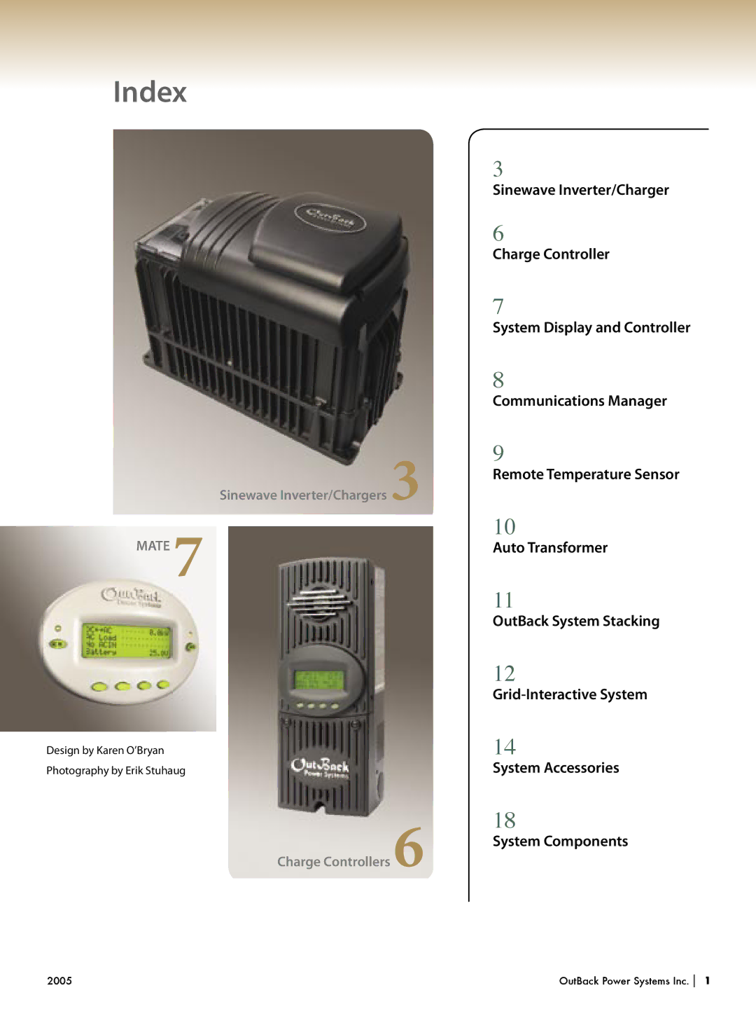 Outback Power Systems Systems manual Index 