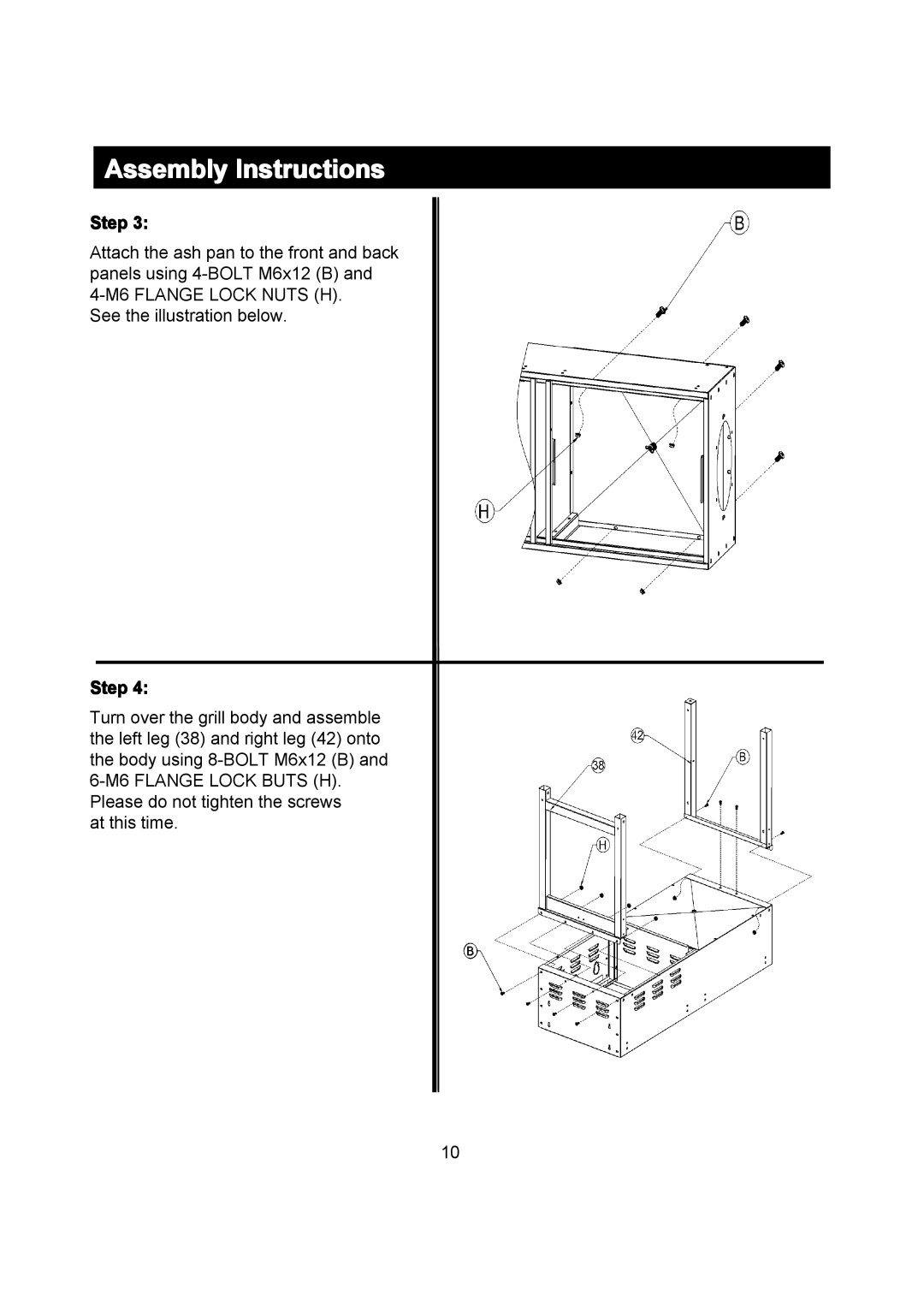 Outdoor Gourmet CG3023E instruction manual Assembly Instructions 