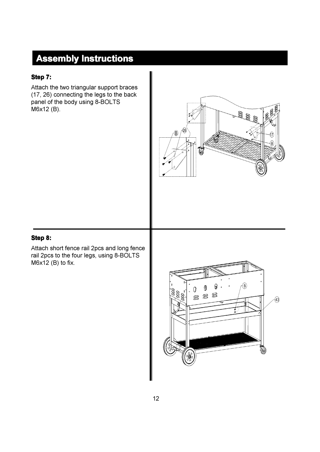 Outdoor Gourmet CG3023E instruction manual Assembly Instructions 