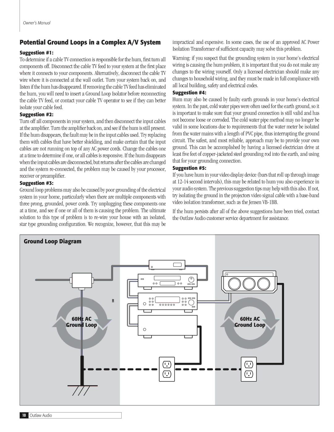 Outlaw Audio 755, 770 owner manual Ground Loop Diagram 