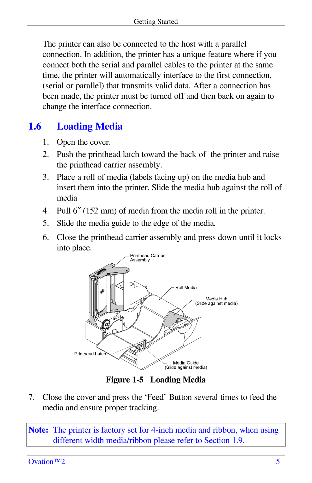 Ovation Software Label Printer manual Loading Media 