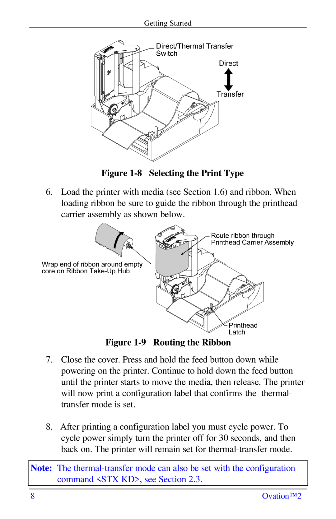 Ovation Software Label Printer manual Selecting the Print Type 