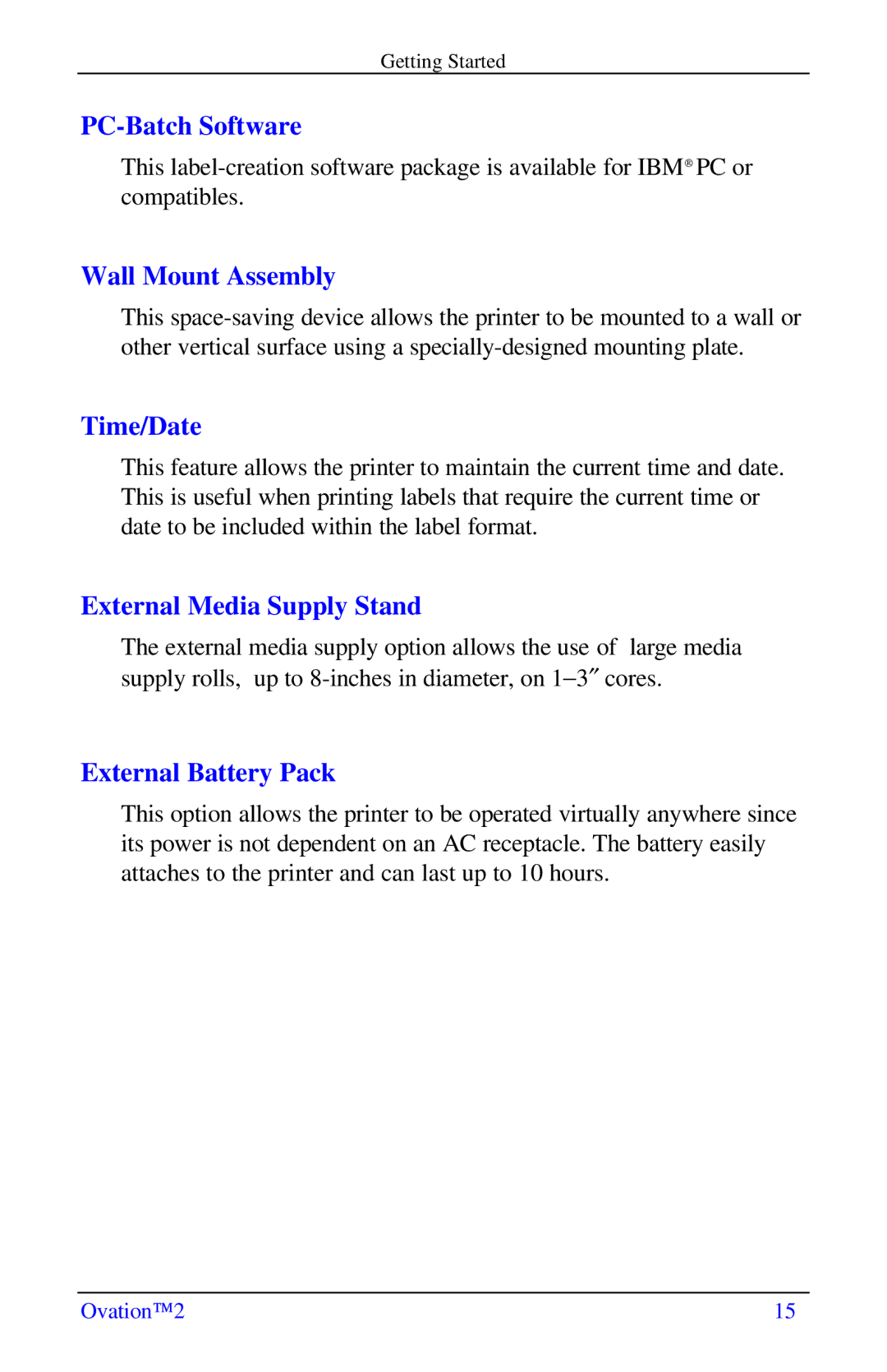 Ovation Software Label Printer manual PC-Batch Software 