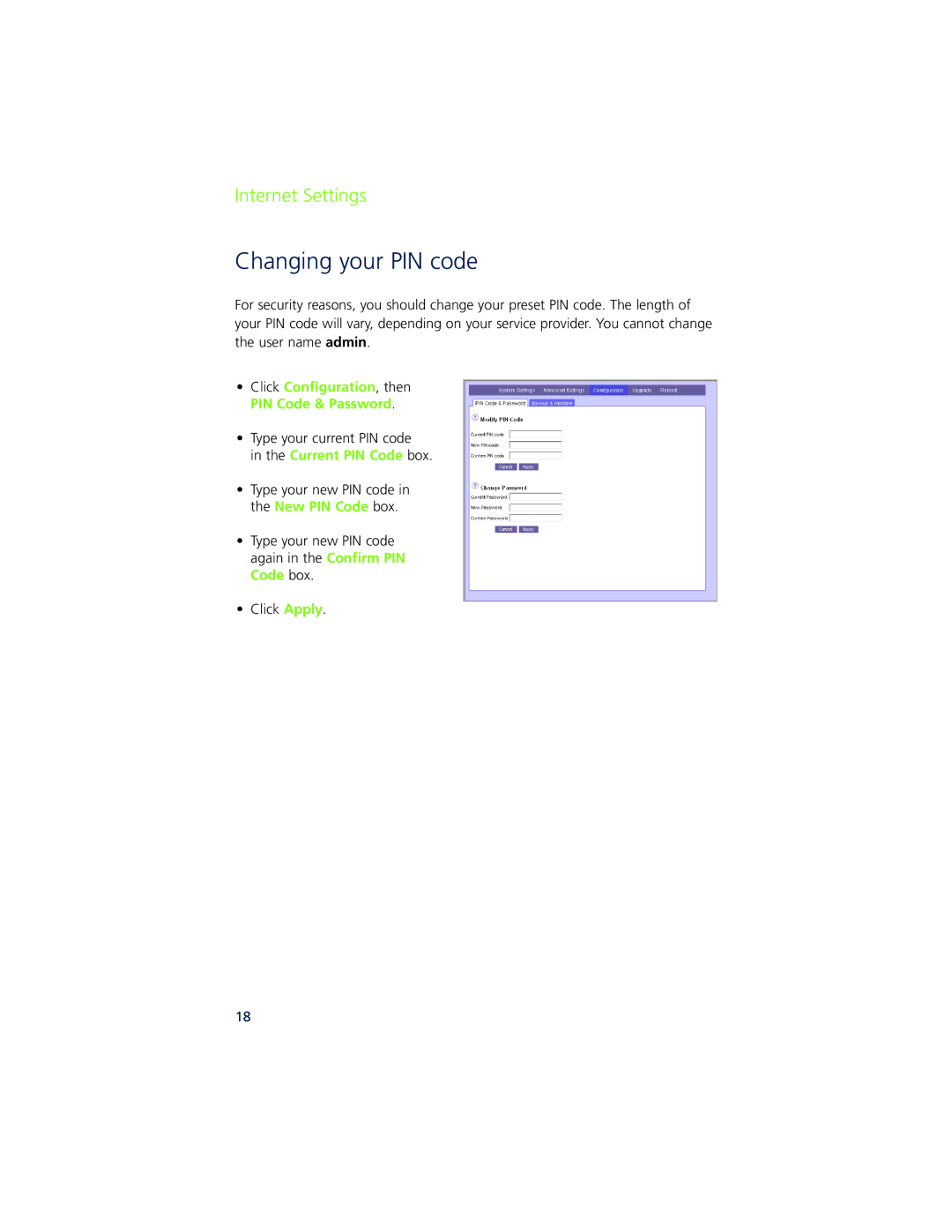 Ovation Software Ovation user manual Changing your PIN code, Current PIN Code box 