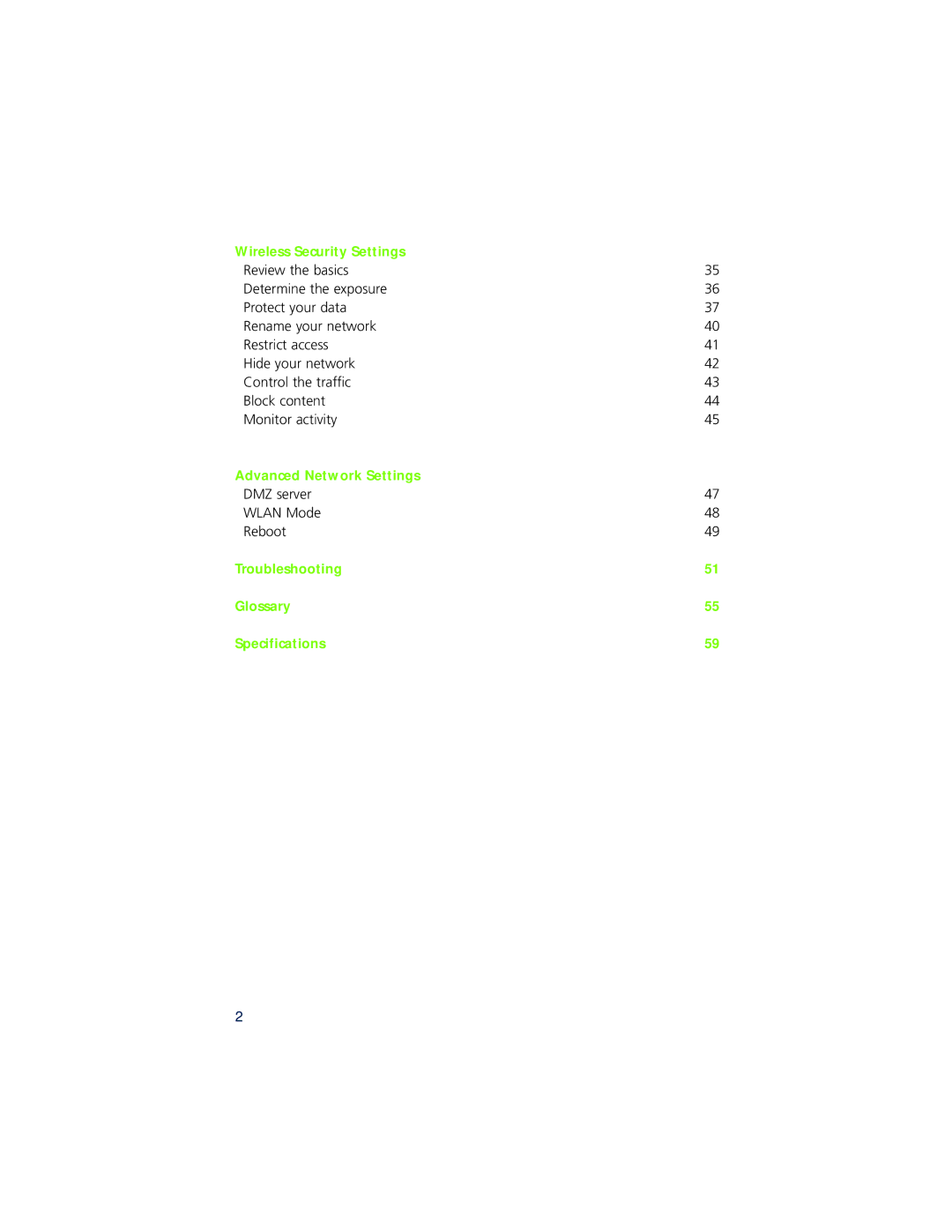 Ovation Software Ovation Wireless Security Settings, Advanced Network Settings, Troubleshooting Glossary Specifications 