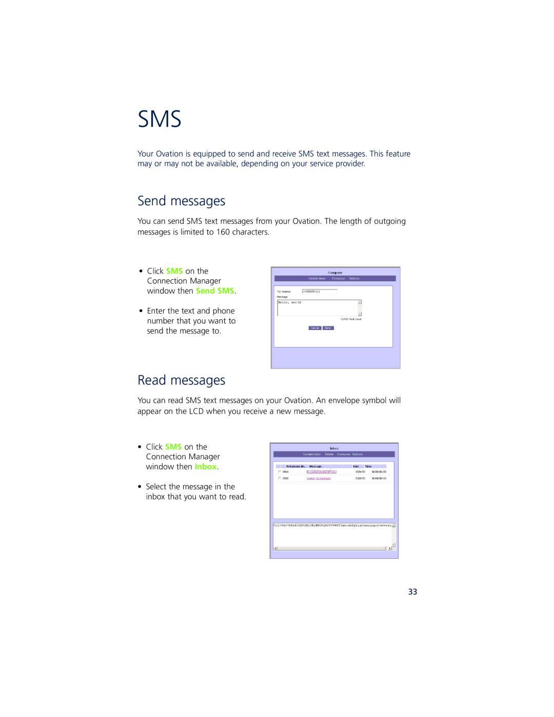 Ovation Software Ovation user manual Send messages, Read messages 