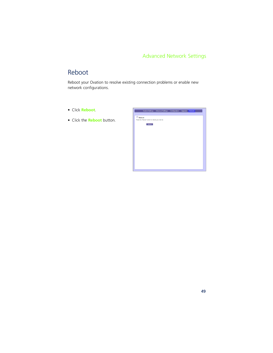 Ovation Software Ovation user manual Reboot 