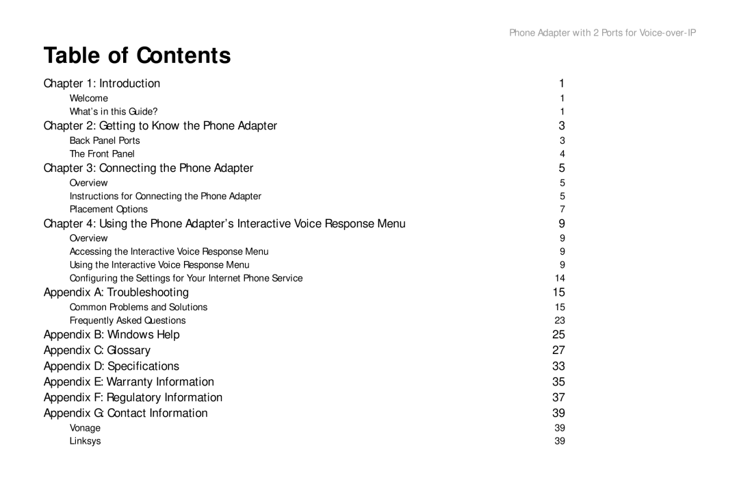 Over And Back PAP2 manual Table of Contents 