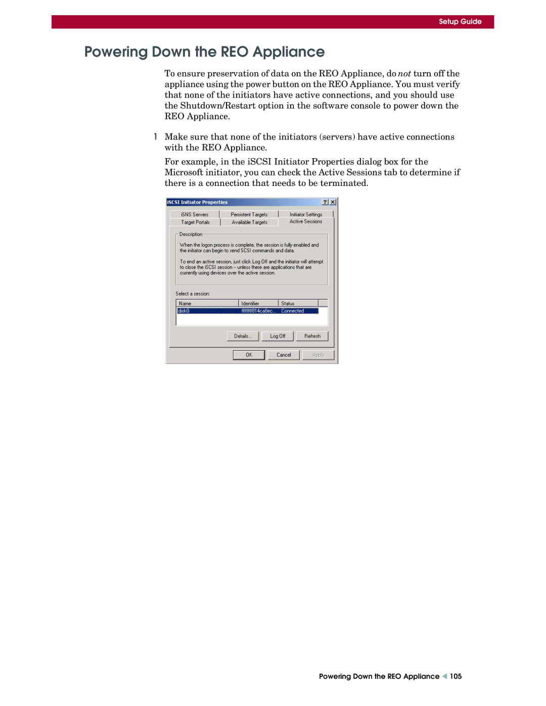 Overland Storage REO 9000 setup guide Powering Down the REO Appliance 