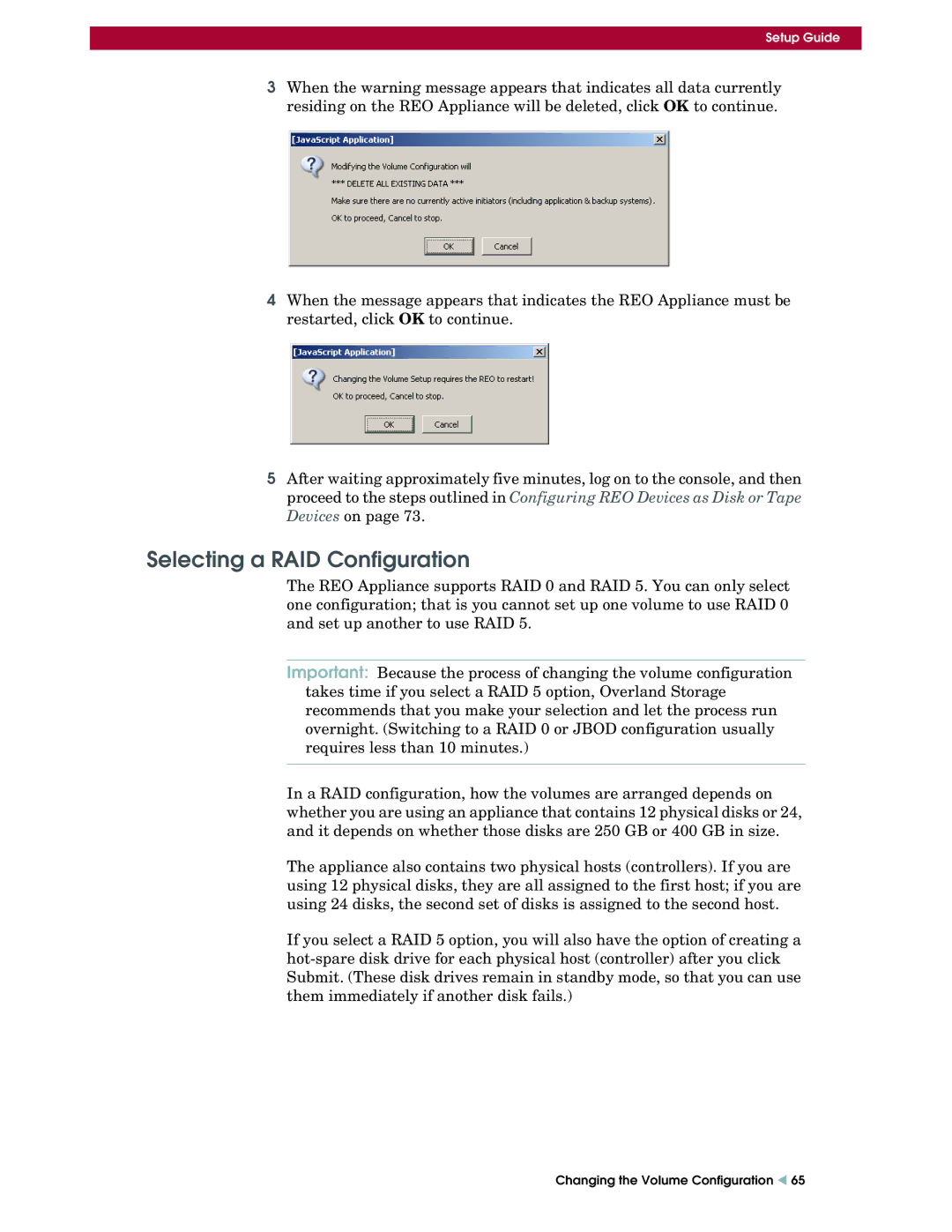 Overland Storage REO 9000 setup guide Selecting a RAID Configuration 