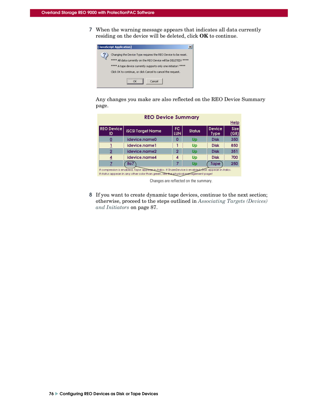 Overland Storage REO 9000 setup guide Changes are reflected on the summary 