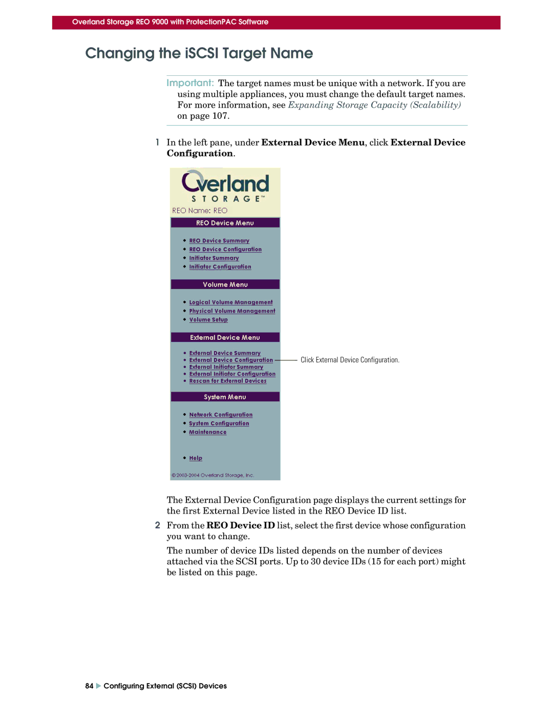 Overland Storage REO 9000 setup guide Changing the iSCSI Target Name 