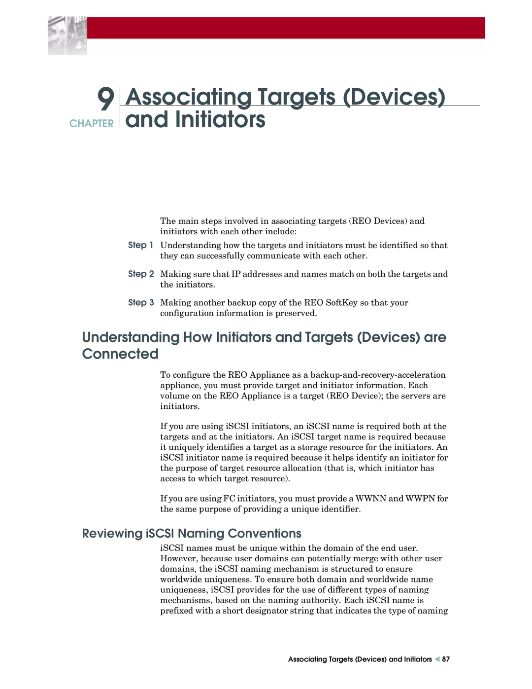 Overland Storage REO 9000 setup guide Associating Targets Devices Initiators, Reviewing iSCSI Naming Conventions 